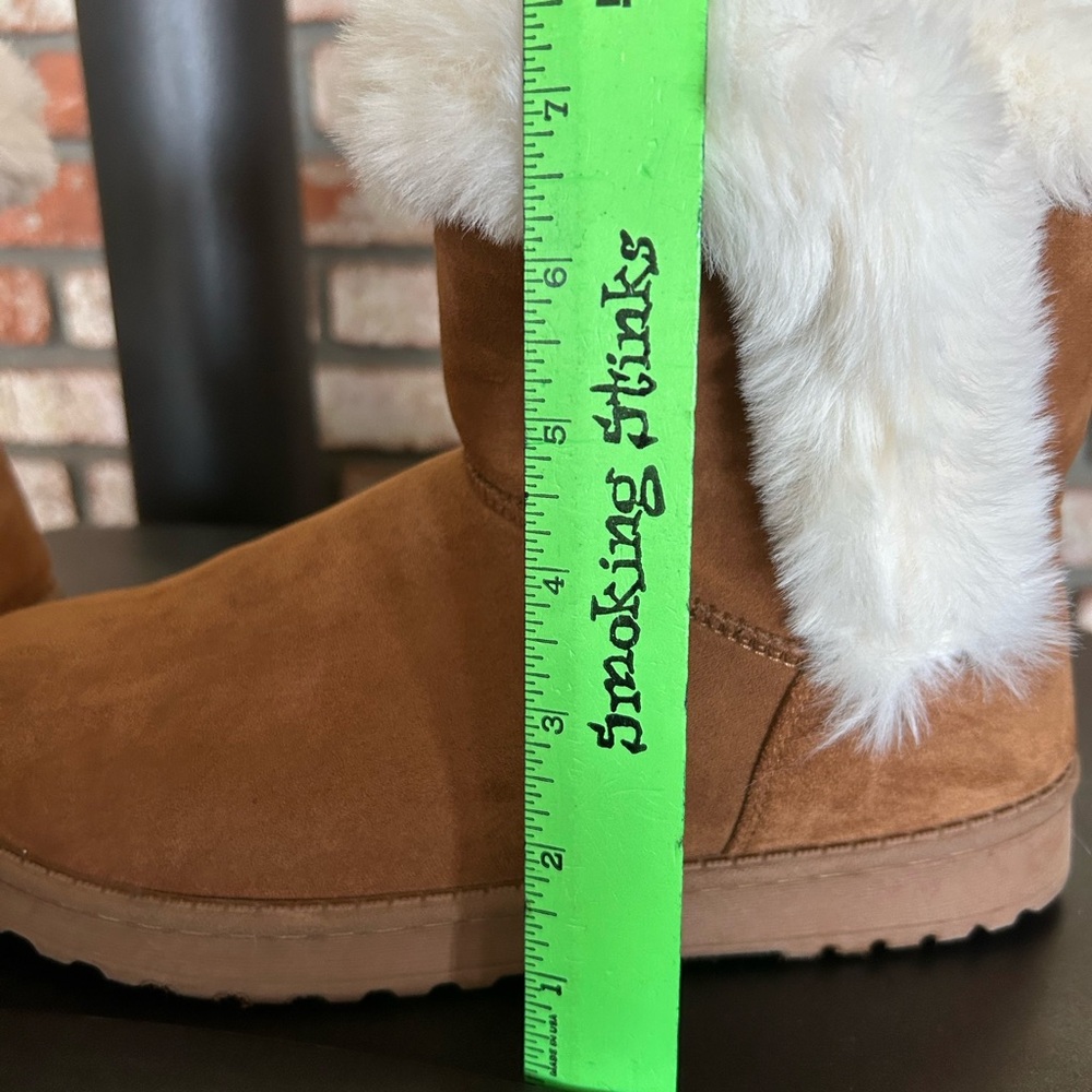 Tan Suede Boots with Faux Fur Trim SO brand. 
Worn once. - Picture 5 of 5